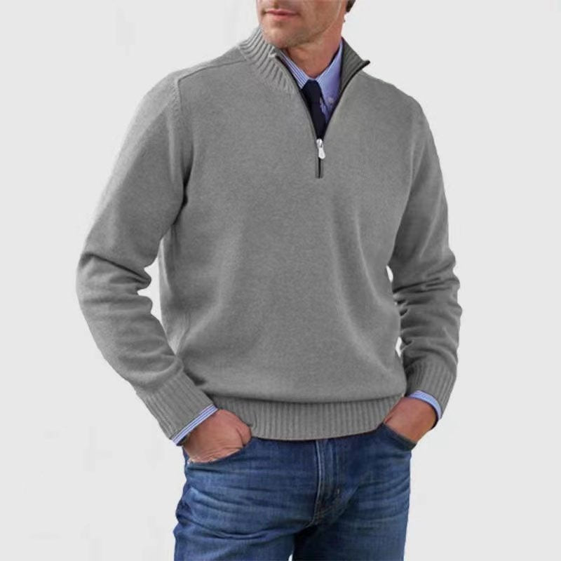 Men's Sweater with Stand-Up Collar and Zip | M&B - 2 - Modern britwear