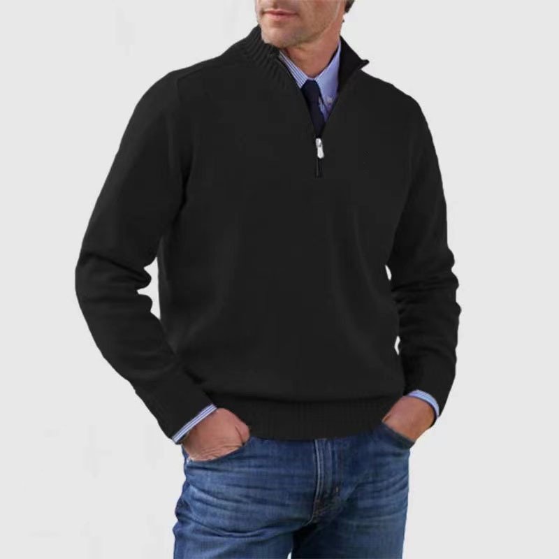Men's Sweater with Stand-Up Collar and Zip | M&B - 3 - Modern britwear