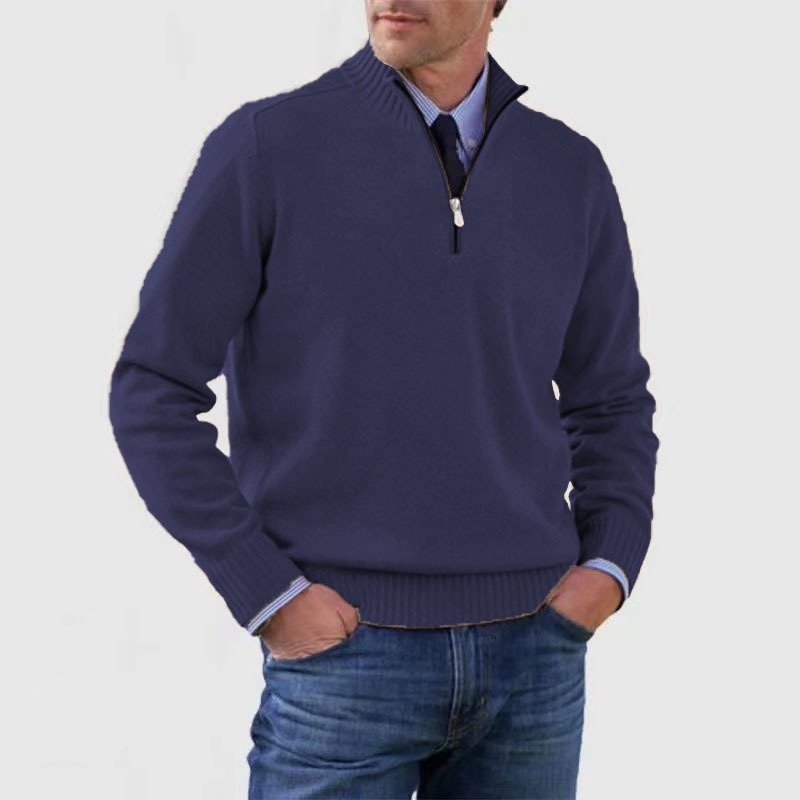 Men's Sweater with Stand-Up Collar and Zip | M&B - 4 - Modern britwear