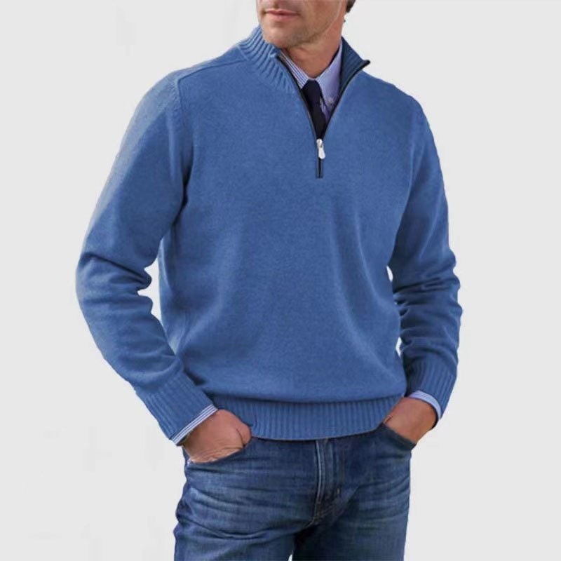Men's Sweater with Stand-Up Collar and Zip | M&B - 5 - Modern britwear