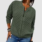 Damen Cardigan mit Ajour-Muster und praktischem Reißverschluss | A&Z - 3 - Atelier-Zofia