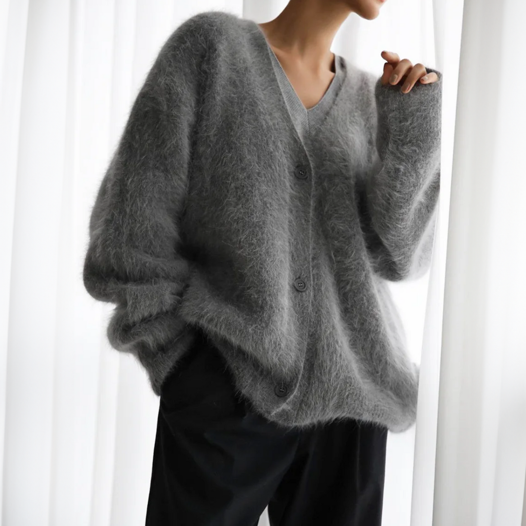 Oversize Cardigan Damen mit V-Ausschnitt und Knopfdetails | A&Z - 3 - Atelier-Zofia