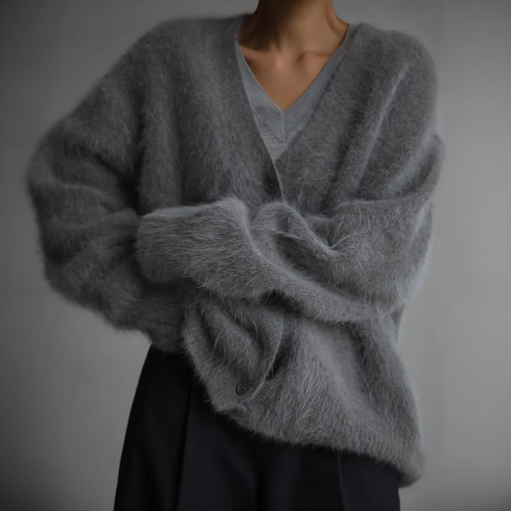 Oversize Cardigan Damen mit V-Ausschnitt und Knopfdetails | A&Z - 5 - Atelier-Zofia