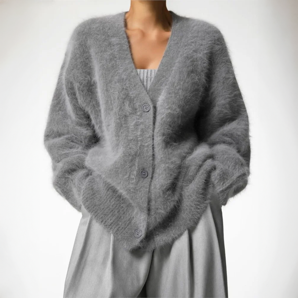 Oversize Cardigan Damen mit V-Ausschnitt und Knopfdetails | A&Z - 6 - Atelier-Zofia