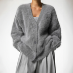 Oversize Cardigan Damen mit V-Ausschnitt und Knopfdetails | A&Z - 6 - Atelier-Zofia