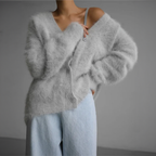 Oversize Cardigan Damen mit V-Ausschnitt und Knopfdetails | A&Z - 8 - Atelier-Zofia