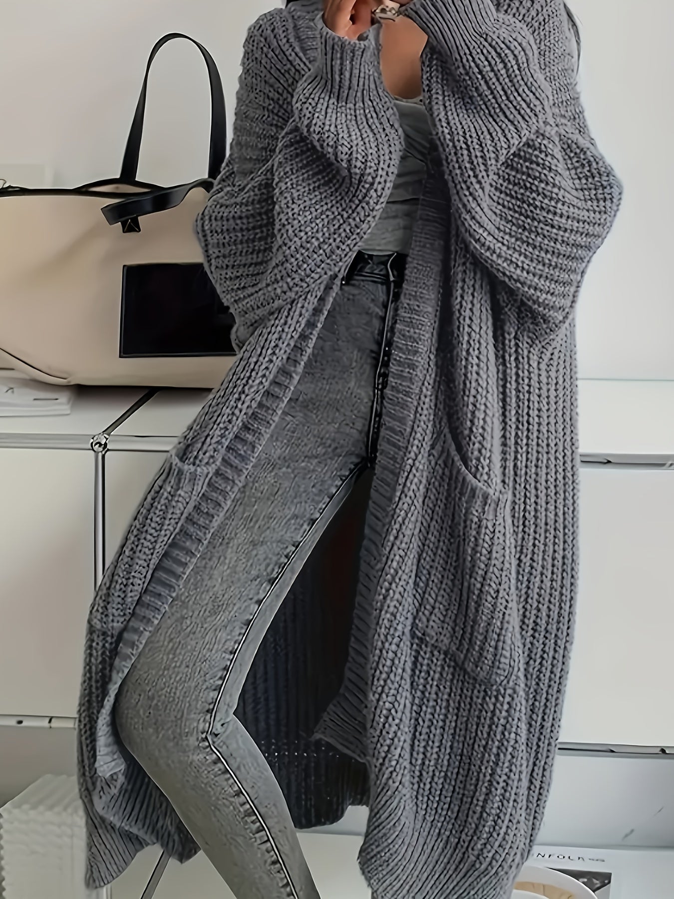 Longline cardigan women's with oversized fit and textured finish | M&B - 1 - Modern britwear