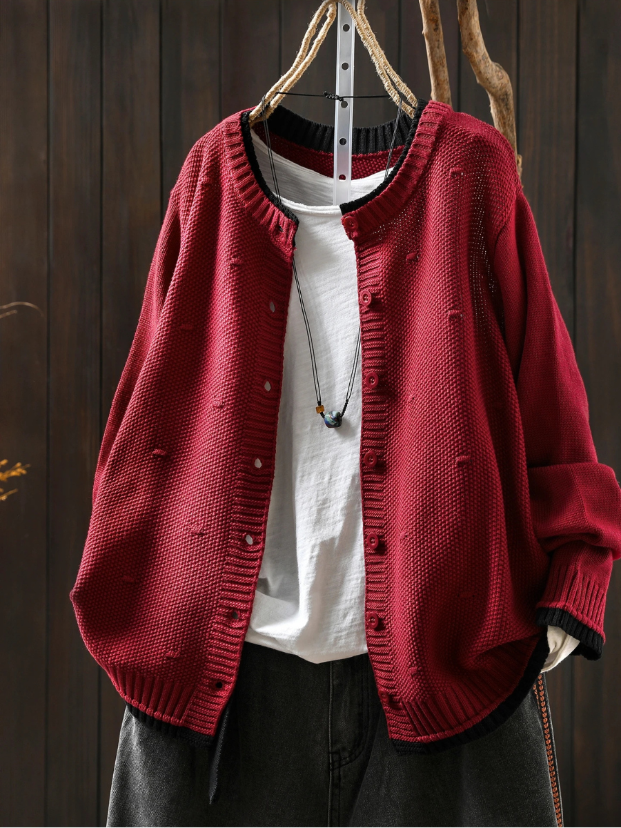 Cardigan Damen mit strukturiertem Design und Knopfverschluss | A&Z - 3 - Atelier-Zofia