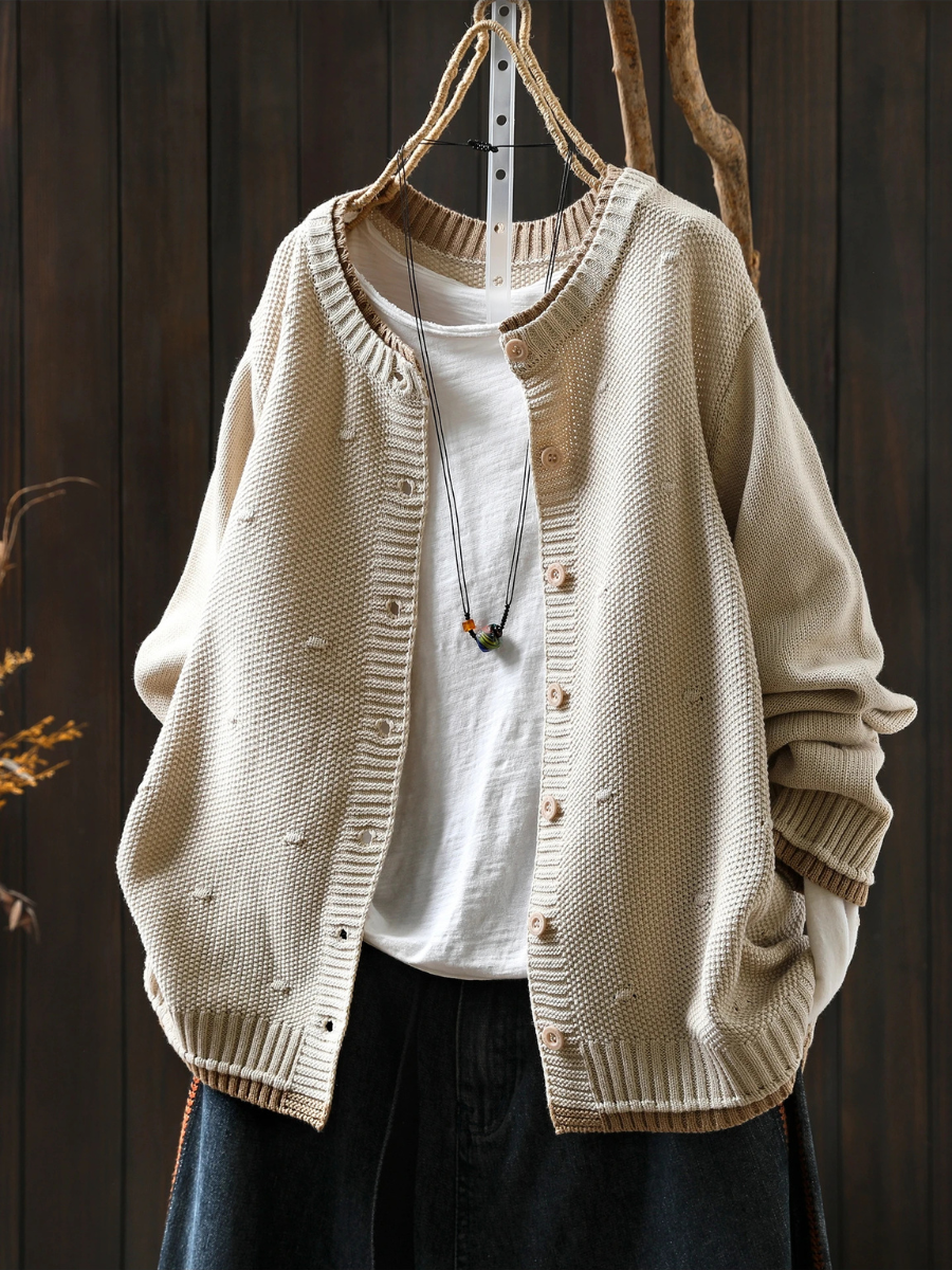 Cardigan Damen mit strukturiertem Design und Knopfverschluss | A&Z - 4 - Atelier-Zofia