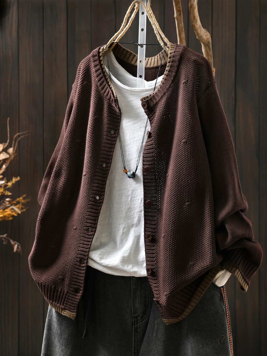 Cardigan Damen mit strukturiertem Design und Knopfverschluss | A&Z - 5 - Atelier-Zofia