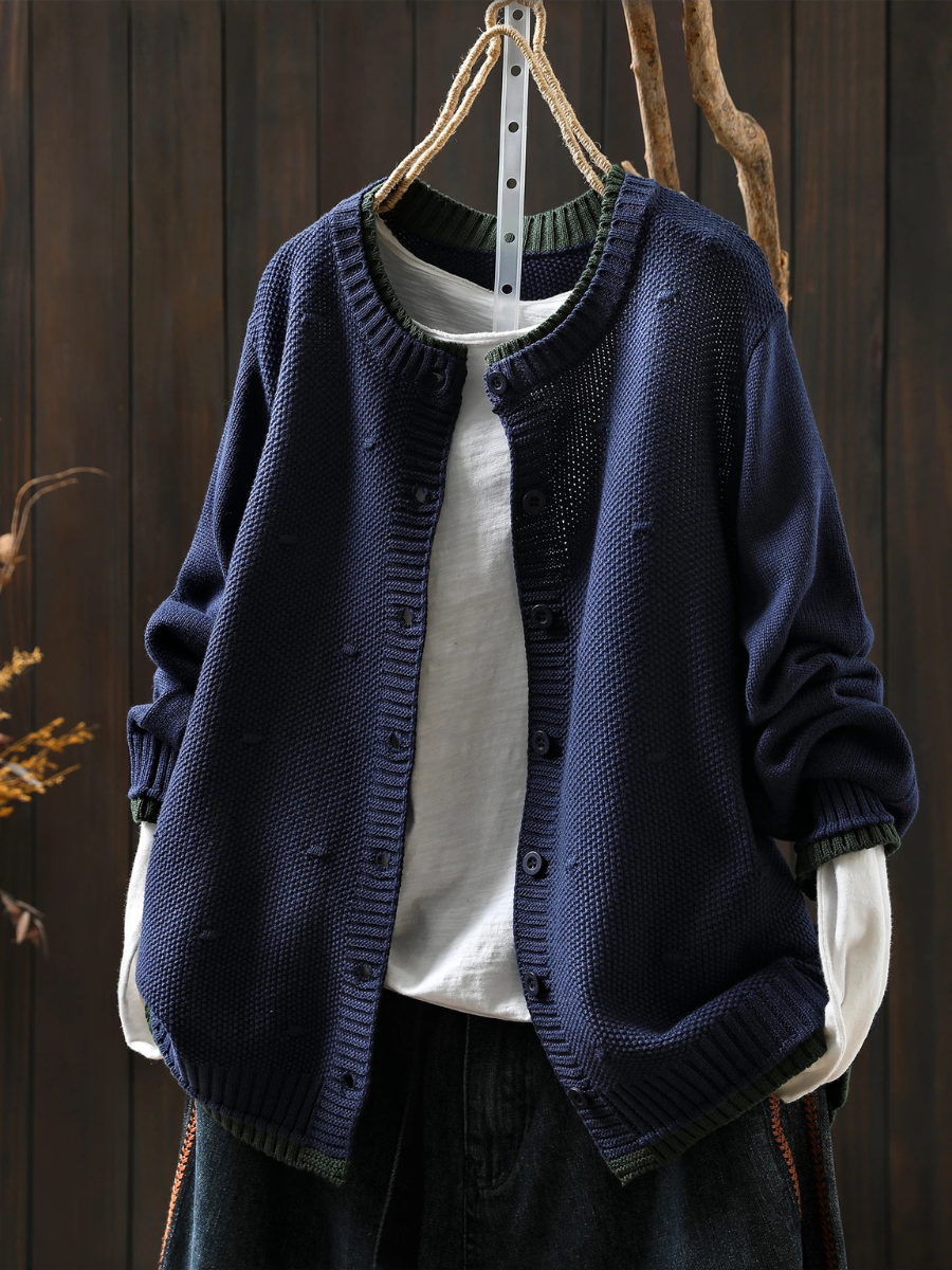 Cardigan Damen mit strukturiertem Design und Knopfverschluss | A&Z - 6 - Atelier-Zofia