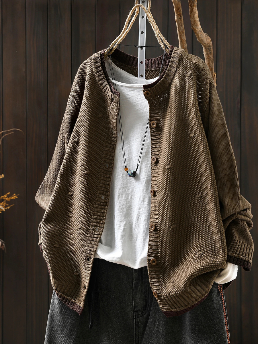 Cardigan Damen mit strukturiertem Design und Knopfverschluss | A&Z - 7 - Atelier-Zofia