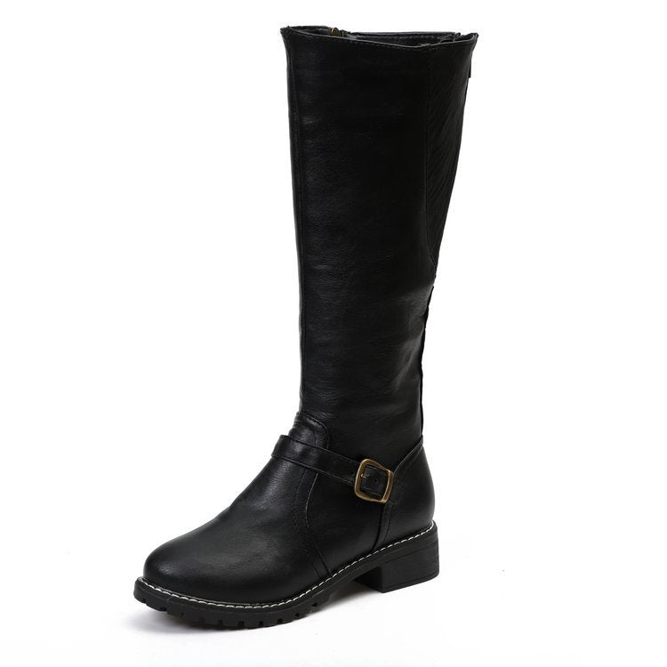 Kniehohe Damenstiefel mit Schnalle und robustem Profil | A&Z - 2 - Atelier-Zofia