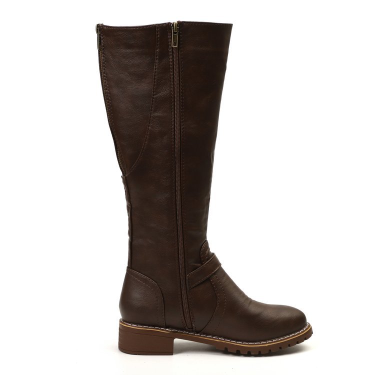 Kniehohe Damenstiefel mit Schnalle und robustem Profil | A&Z - 5 - Atelier-Zofia