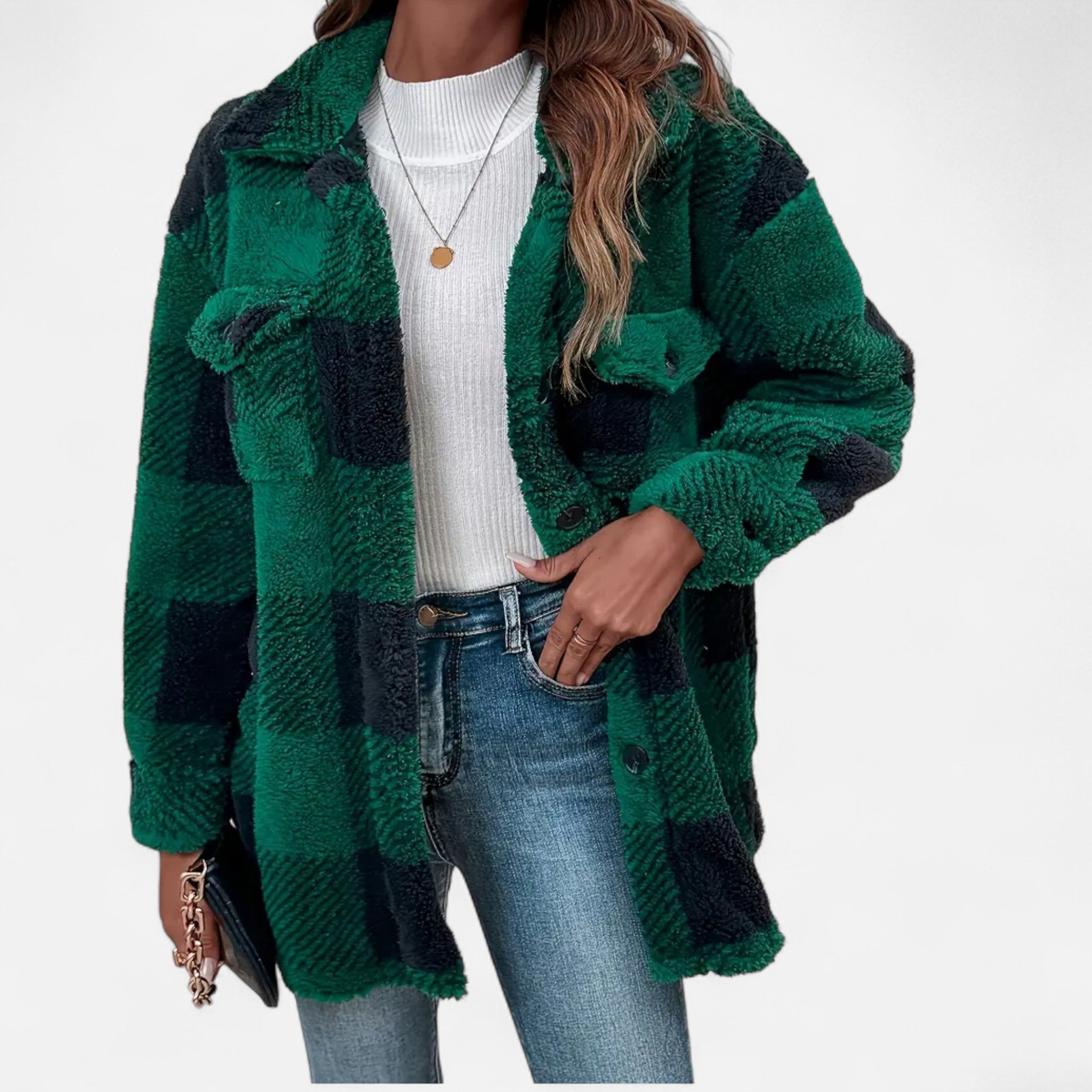 Jacket Women's oversized fit with checked pattern and pockets | M&B - 5 - Modern britwear