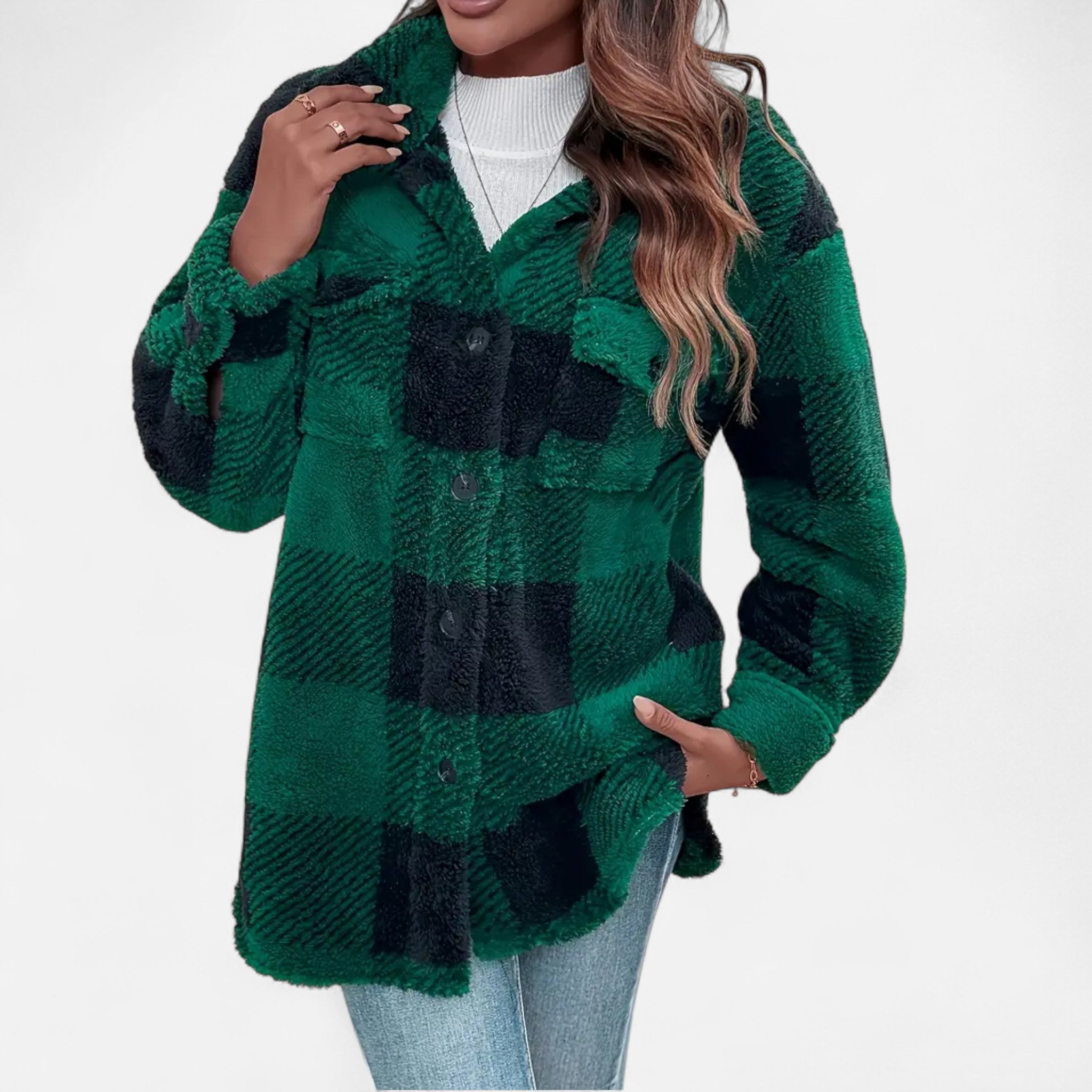 Jacket Women's oversized fit with checked pattern and pockets | M&B - 7 - Modern britwear