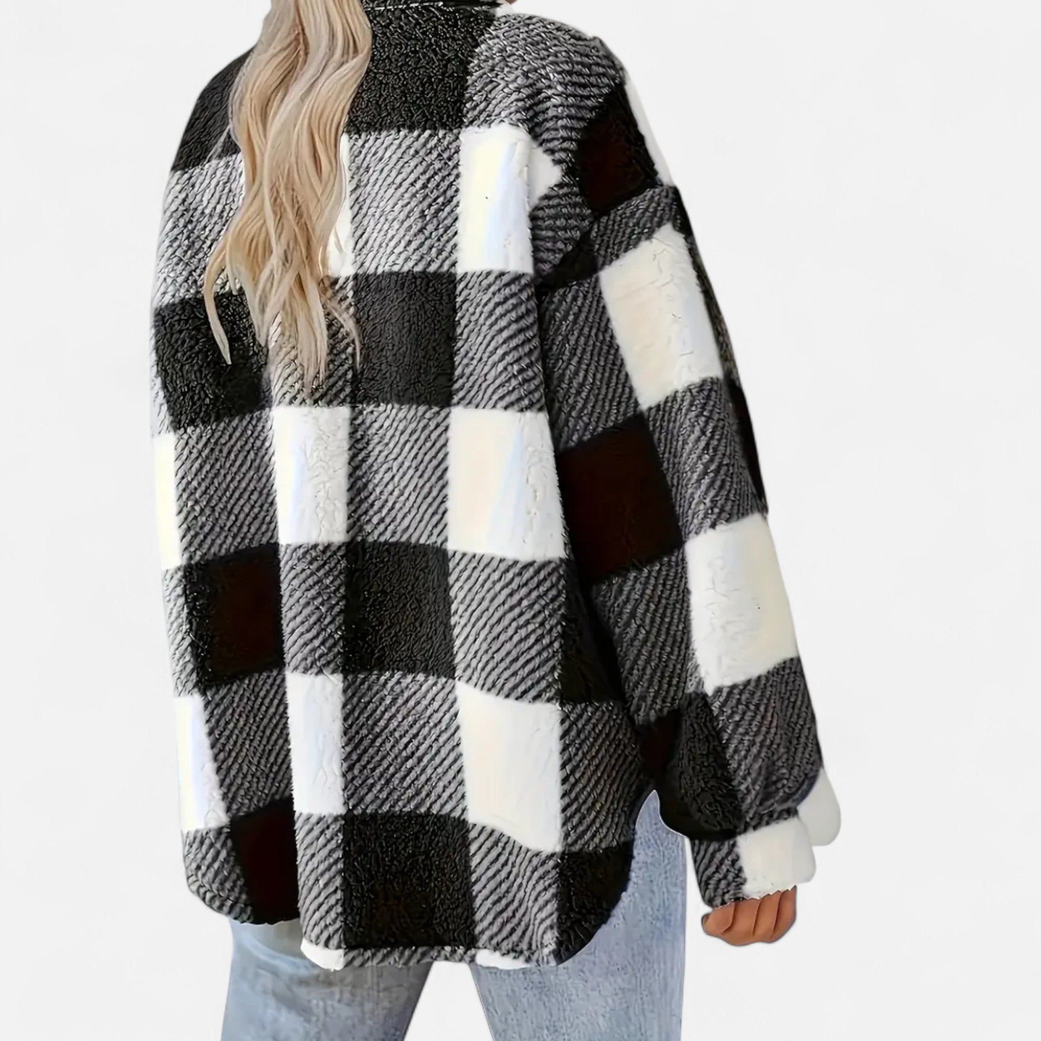 Jacket Women's oversized fit with checked pattern and pockets | M&B - 10 - Modern britwear