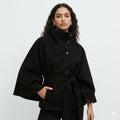 Women's Cape Coat with Belt and High Collar | M&B - 1 - Modern britwear