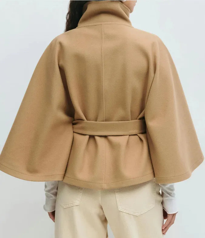 Women's Cape Coat with Belt and High Collar | M&B - 4 - Modern britwear