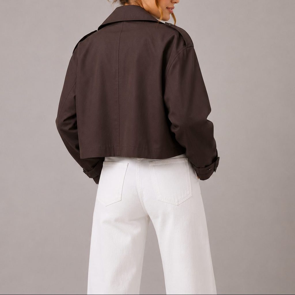 Stylish Short Trench Coat for Women - J&B | L&S - 2 - London-stylehouse.com