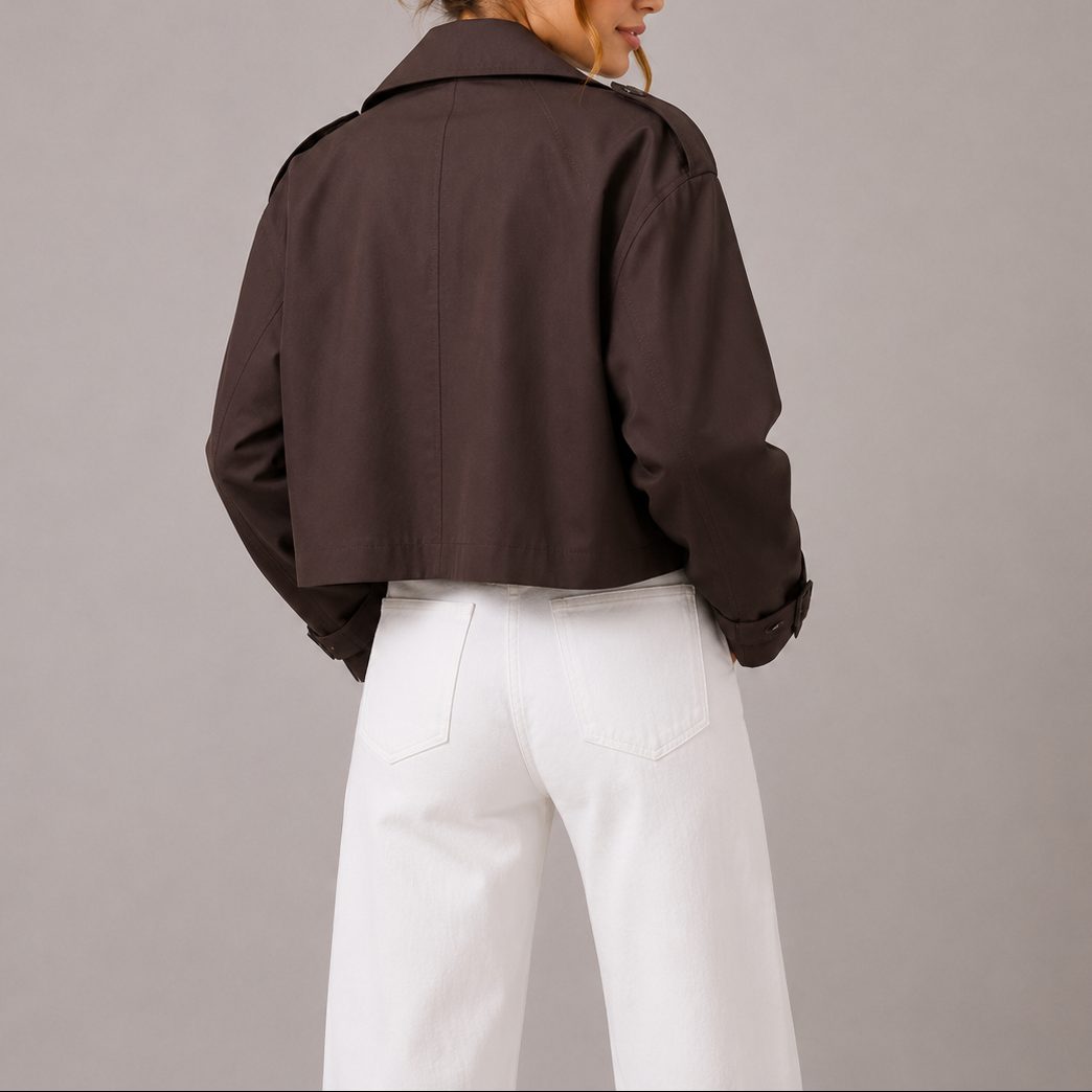 Stylish Short Trench Coat for Women - J&B | L&S - 2 - London-stylehouse.com
