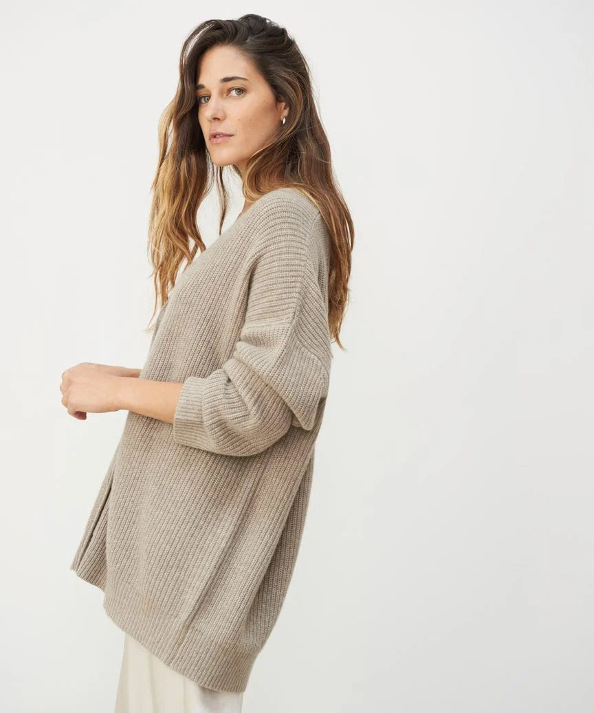 Women's oversized cardigan with V-neck and button detail | M&B - 3 - Modern britwear