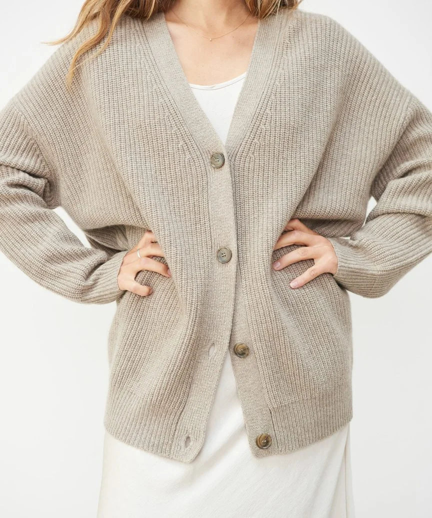 Women's oversized cardigan with V-neck and button detail | M&B - 4 - Modern britwear