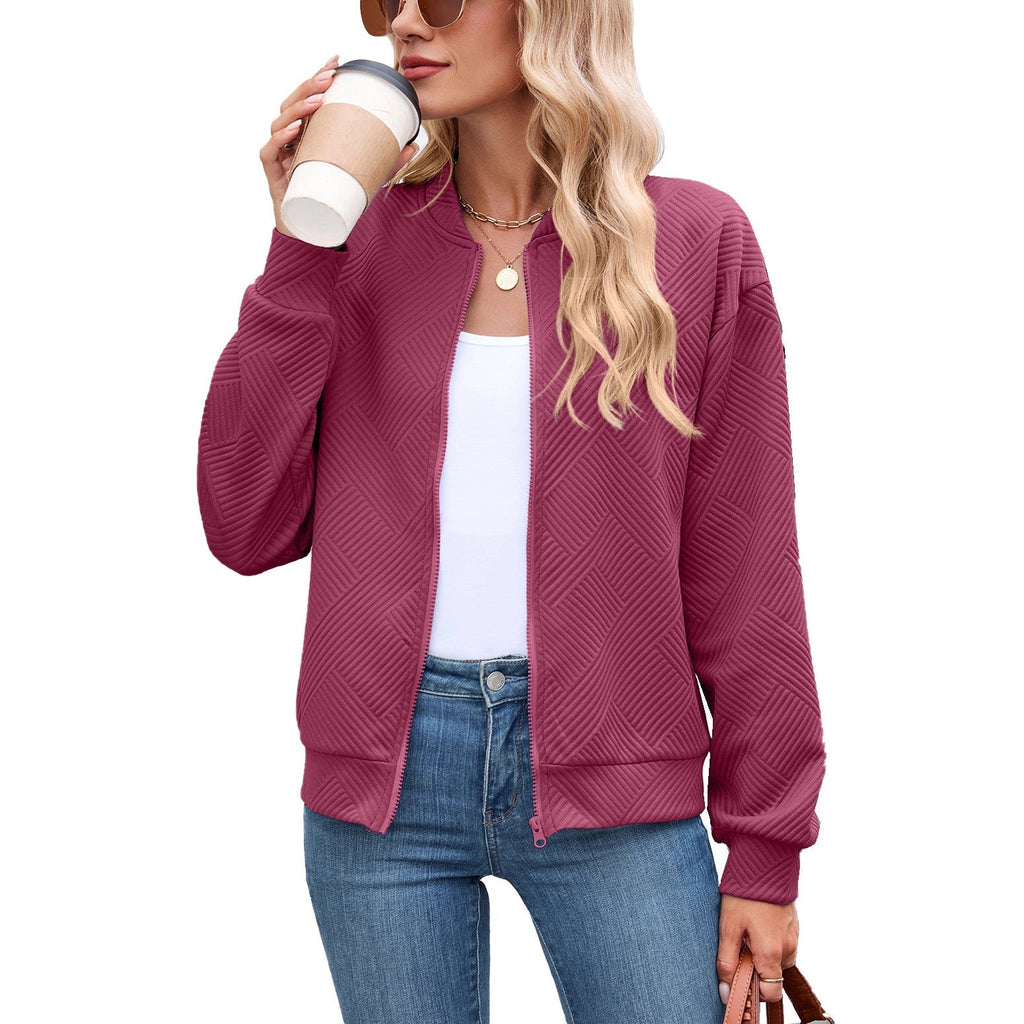 Damen Bomberjacke mit strukturiertem Design und Reißverschluss | A&Z - 2 - Atelier-Zofia