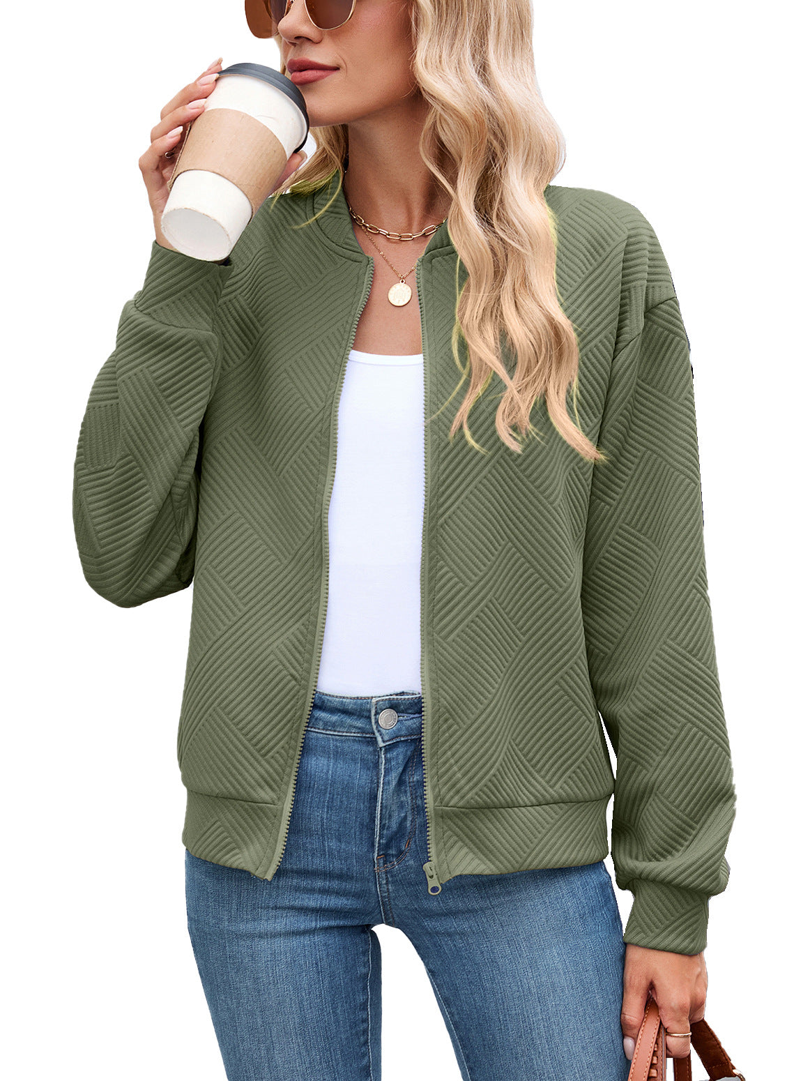Damen Bomberjacke mit strukturiertem Design und Reißverschluss | A&Z - 5 - Atelier-Zofia