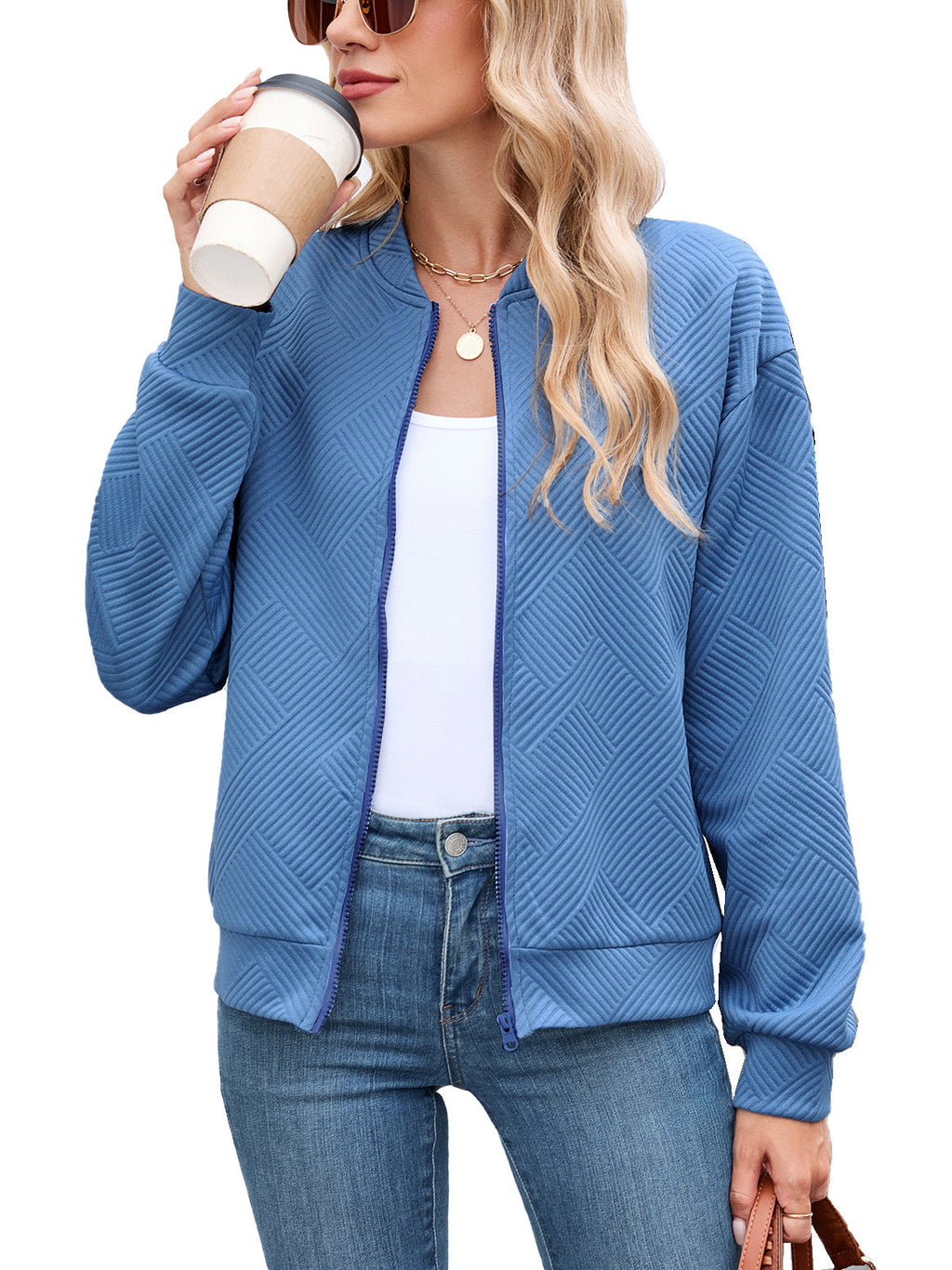 Damen Bomberjacke mit strukturiertem Design und Reißverschluss | A&Z - 11 - Atelier-Zofia