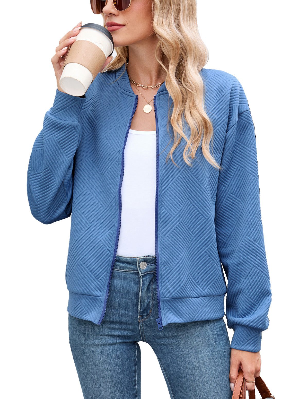Damen Bomberjacke mit strukturiertem Design und Reißverschluss | A&Z - 11 - Atelier-Zofia