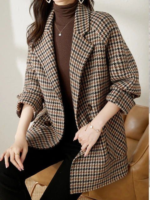 Damen Blazer im Hahnentritt-Look mit doppeltem Knopfverschluss | A&Z - 2 - Atelier-Zofia