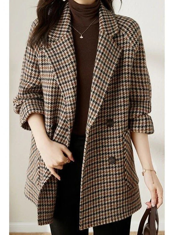 Damen Blazer im Hahnentritt-Look mit doppeltem Knopfverschluss | A&Z - 5 - Atelier-Zofia
