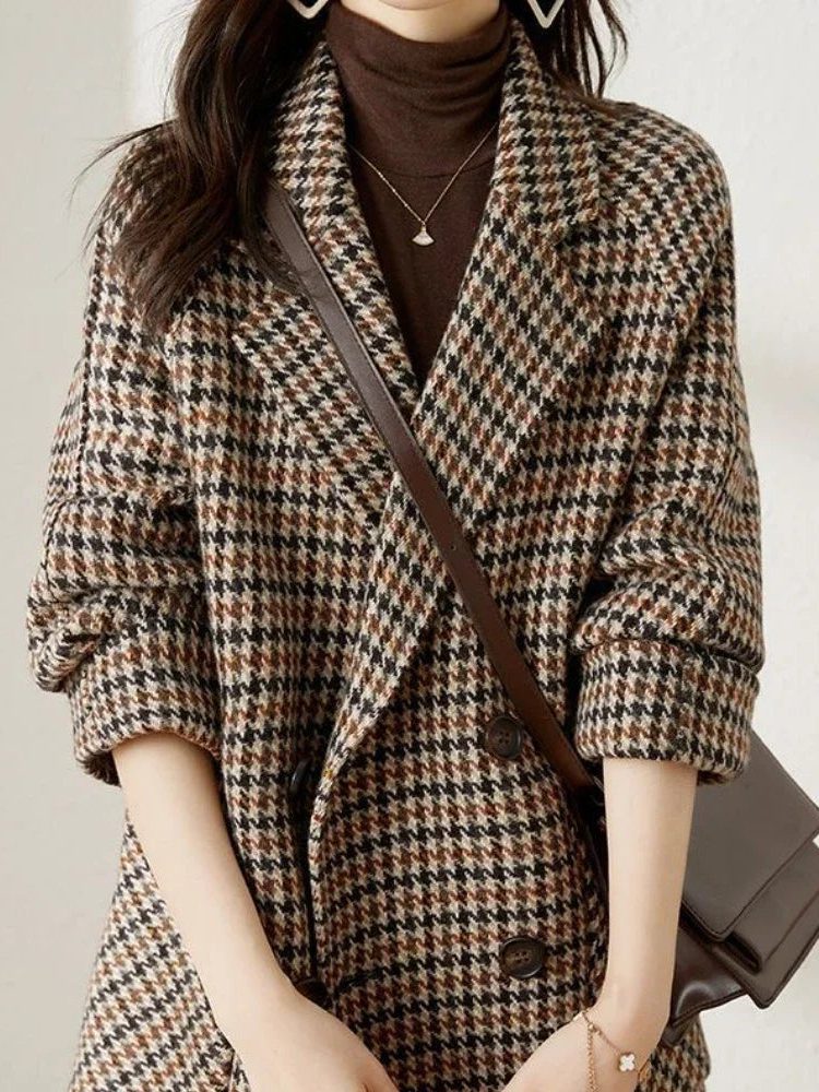 Damen Blazer im Hahnentritt-Look mit doppeltem Knopfverschluss | A&Z - 6 - Atelier-Zofia
