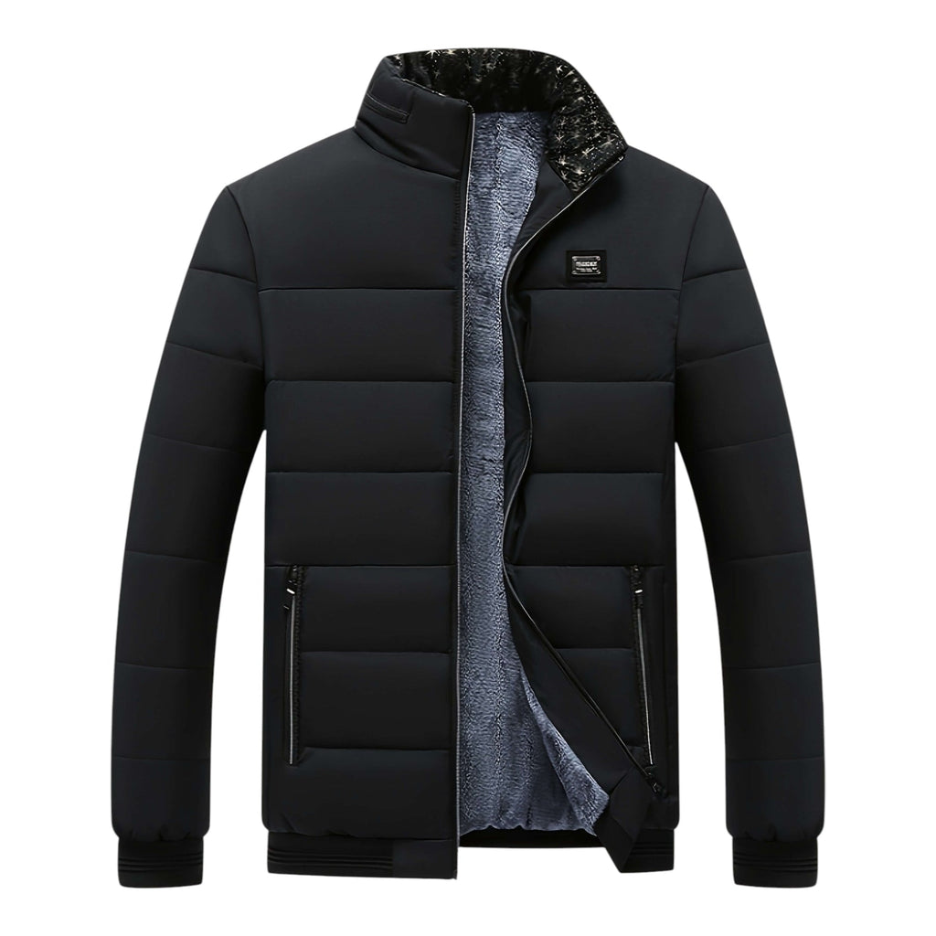 Men's Quilted Jacket with Stand-Up Collar and Zipped Pockets | M&B - 3 - Modern britwear