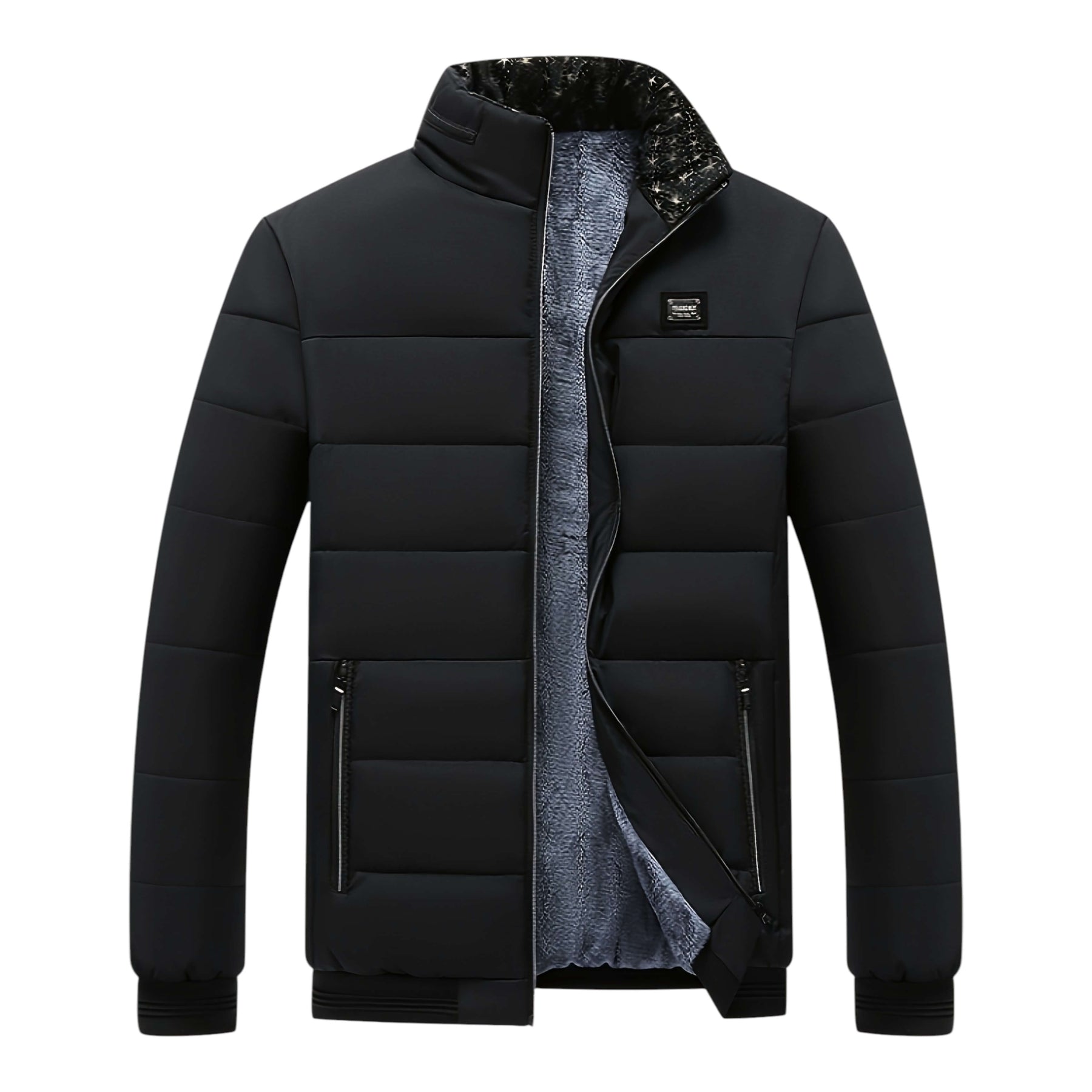 Men's Quilted Jacket with Stand-Up Collar and Zipped Pockets | M&B - 3 - Modern britwear