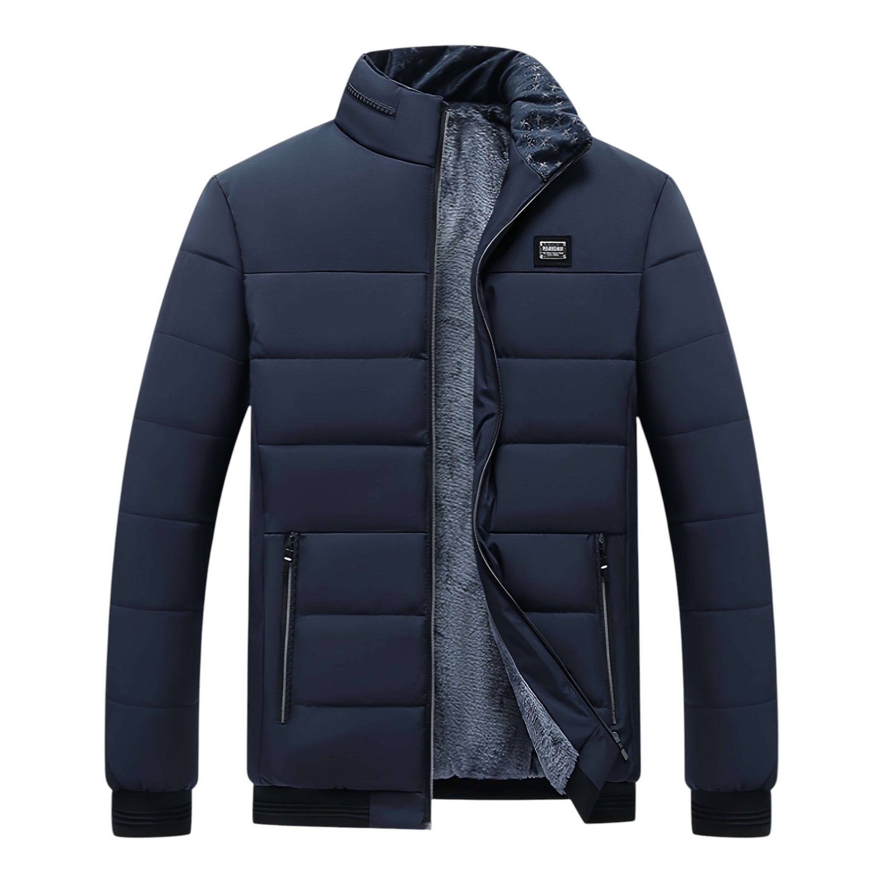 Men's Quilted Jacket with Stand-Up Collar and Zipped Pockets | M&B - 4 - Modern britwear