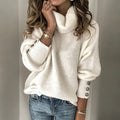 Pullover Damen mit hohem Kragen und modischen Knopfdetails | A&Z - 1 - Atelier-Zofia