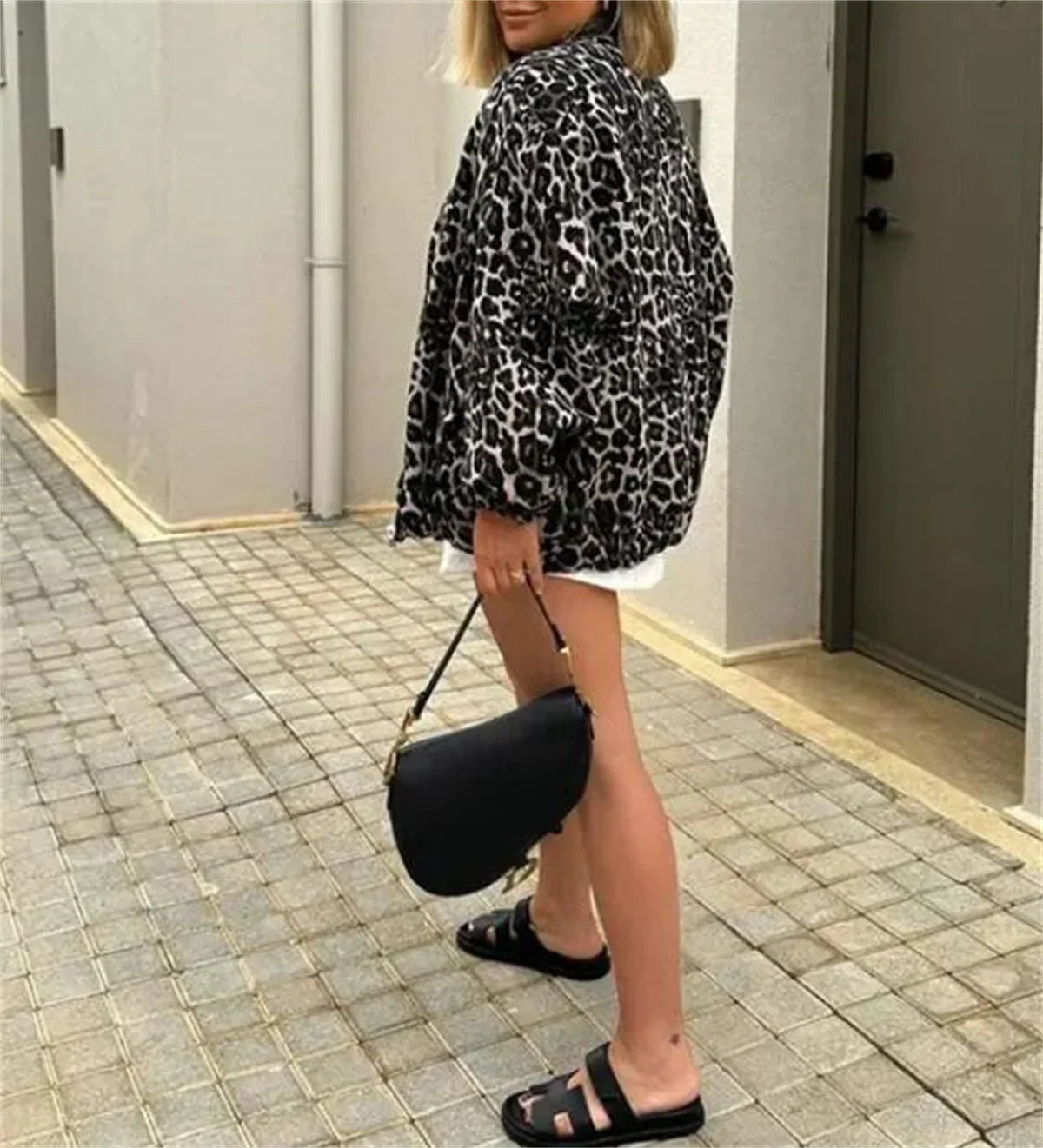 J&B Women’s Leopard Print Bomber Jacket - Relaxed Fit Design | L&S - 4 - London-stylehouse.com