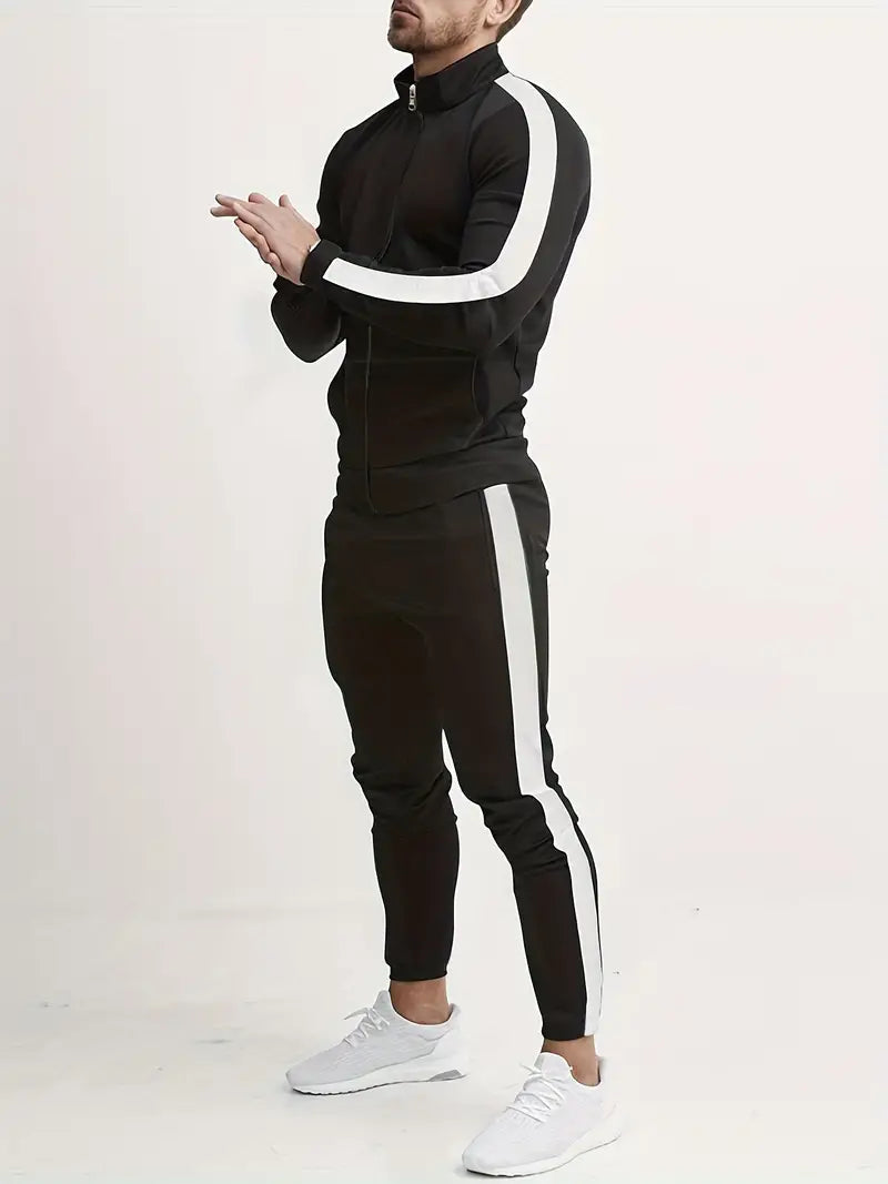 Tracksuit Set Men | Sporty Slim-Fit Design with Contrast Stripes | M&B - 1 - Modern britwear