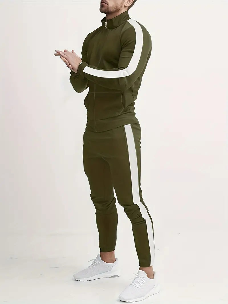 Tracksuit Set Men | Sporty Slim-Fit Design with Contrast Stripes | M&B - 2 - Modern britwear