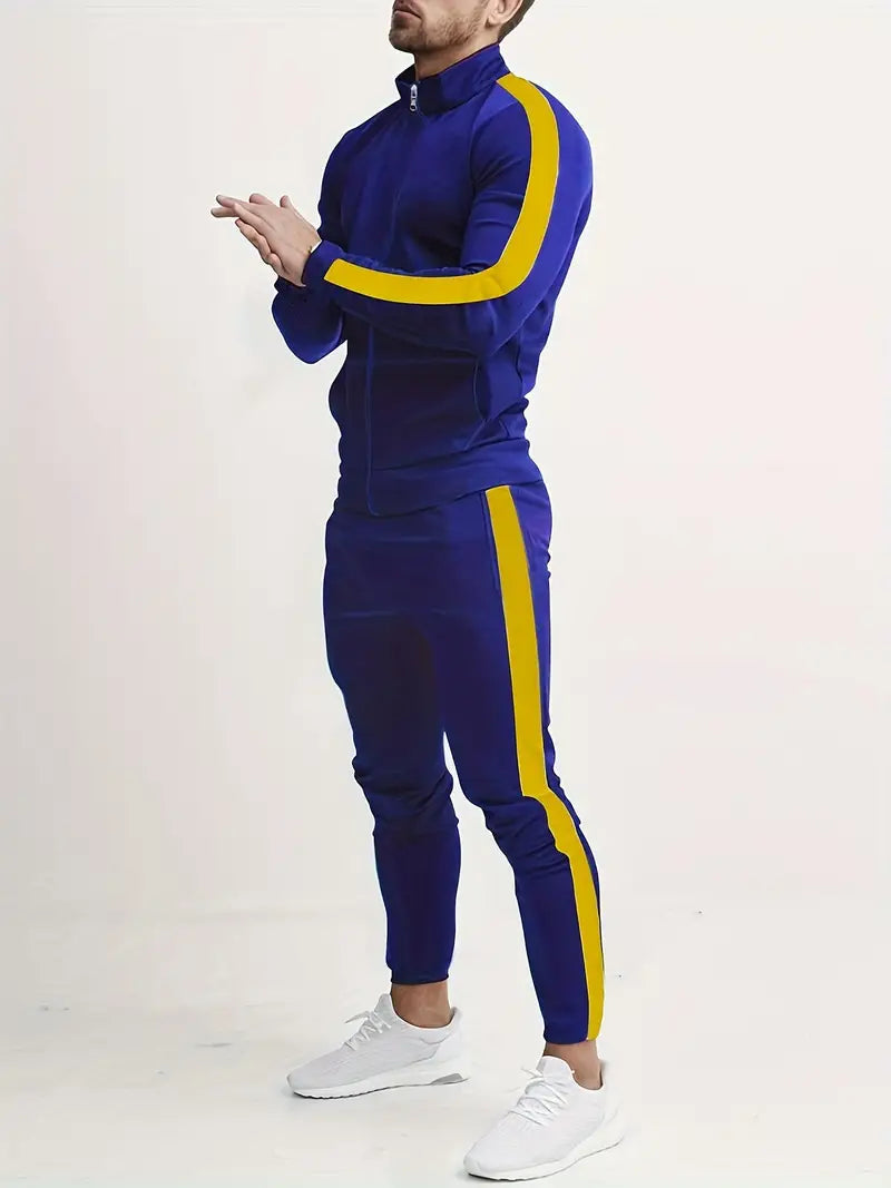 Tracksuit Set Men | Sporty Slim-Fit Design with Contrast Stripes | M&B - 3 - Modern britwear