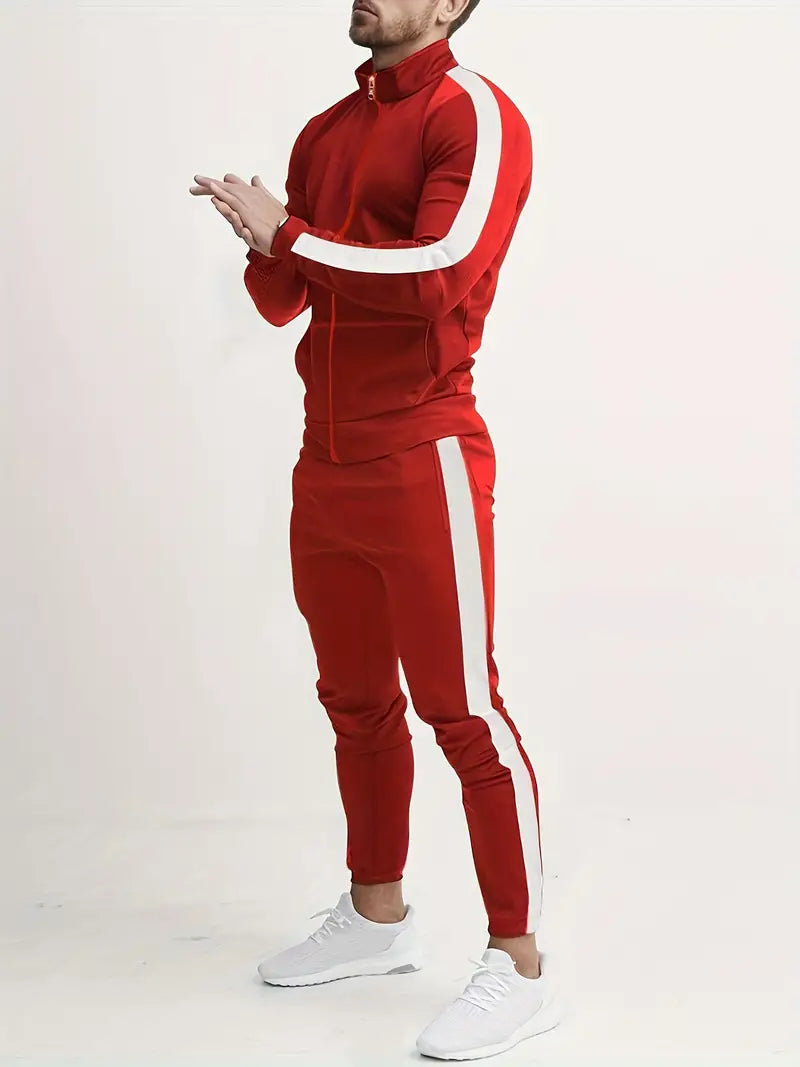 Tracksuit Set Men | Sporty Slim-Fit Design with Contrast Stripes | M&B - 4 - Modern britwear