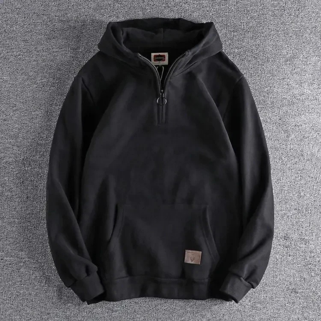 Herren Kapuzenpullover mit halbem Reißverschluss und lockerer Passform | A&Z - 2 - Atelier-Zofia