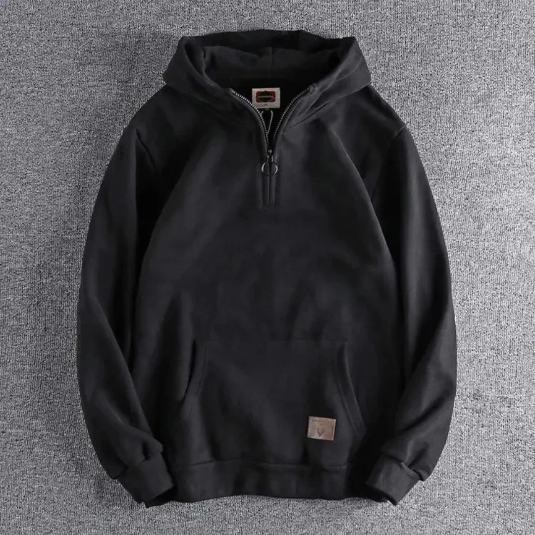 Herren Kapuzenpullover mit halbem Reißverschluss und lockerer Passform | A&Z - 2 - Atelier-Zofia
