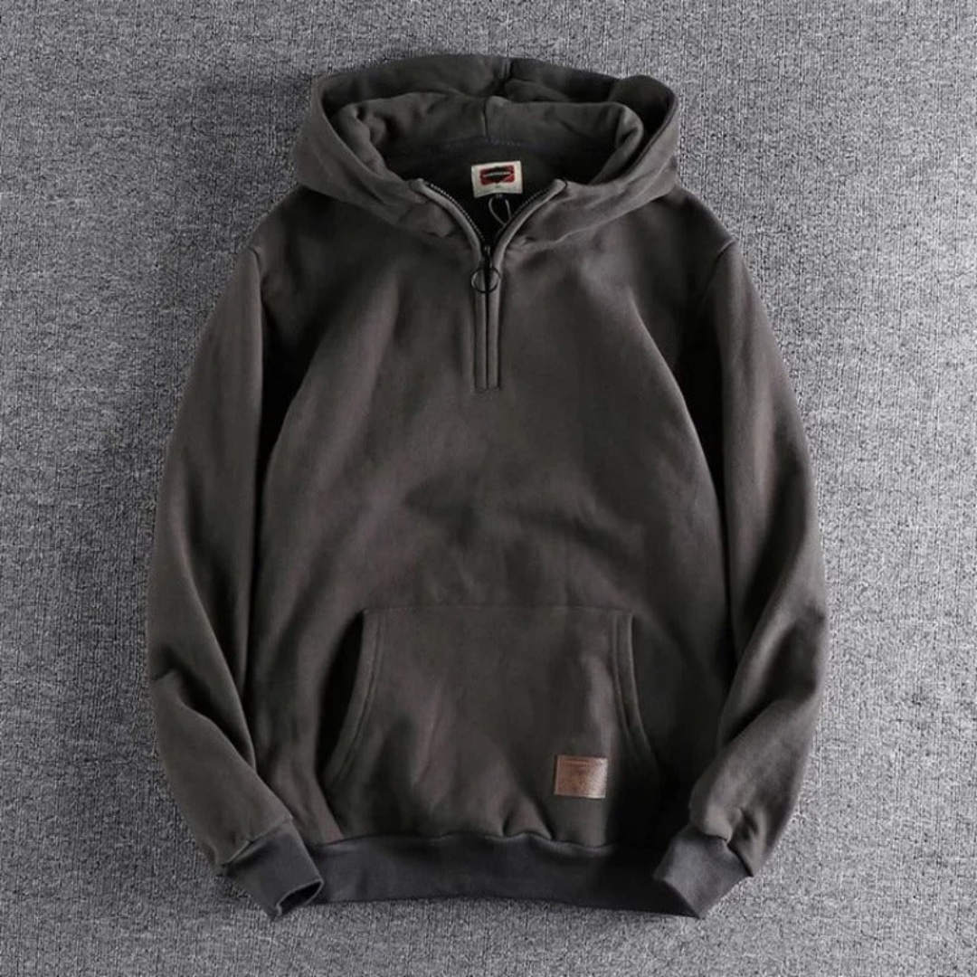 Herren Kapuzenpullover mit halbem Reißverschluss und lockerer Passform | A&Z - 3 - Atelier-Zofia