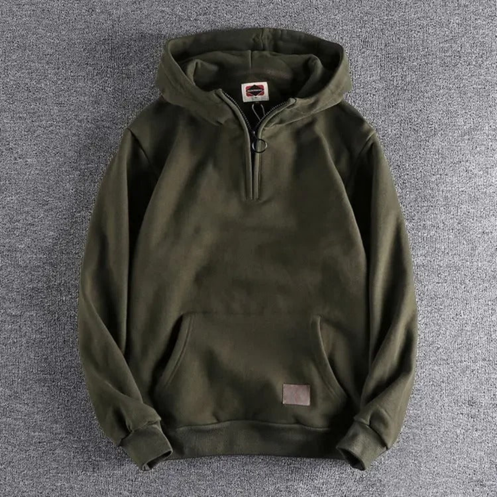 Herren Kapuzenpullover mit halbem Reißverschluss und lockerer Passform | A&Z - 4 - Atelier-Zofia