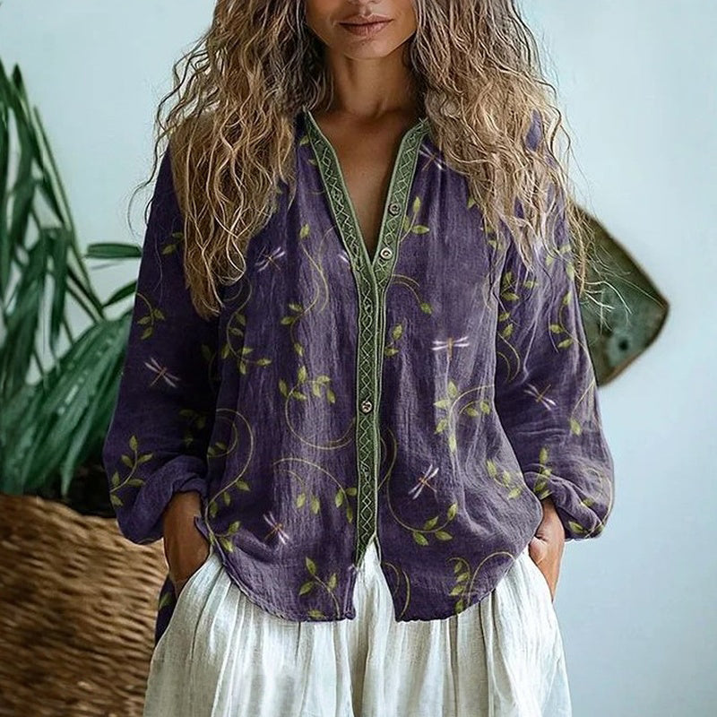 Blouse Women's Relaxed Fit with Floral Print and Long Sleeves | M&B - 1 - Modern britwear