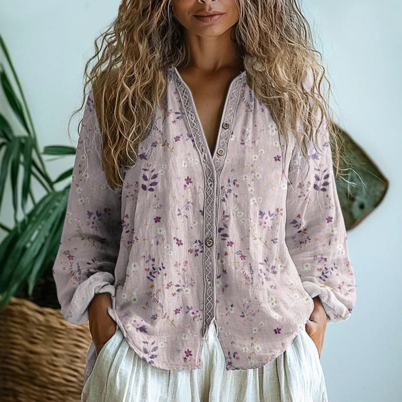 Blouse Women's Relaxed Fit with Floral Print and Long Sleeves | M&B - 2 - Modern britwear