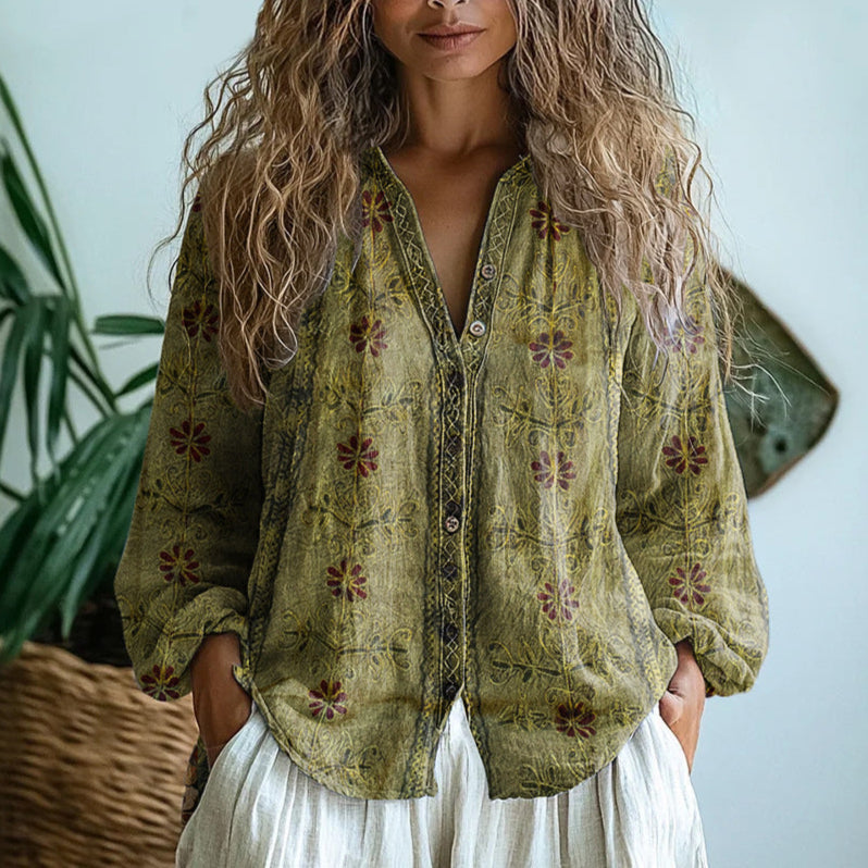 Blouse Women's Relaxed Fit with Floral Print and Long Sleeves | M&B - 3 - Modern britwear